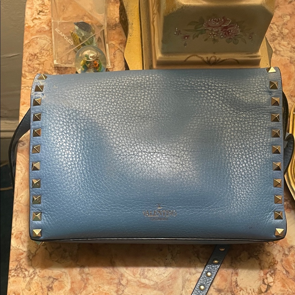 Authentic Valentino Garavani used Blue Studded Crossbody Bag - Picture 2 of 16